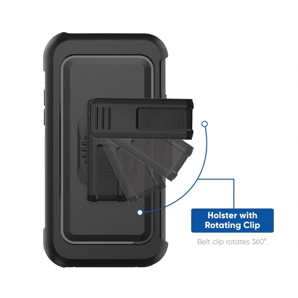 onn. Clear Rugged Case with Built-in Microbial Protection for iPhone 12, 12 Pro